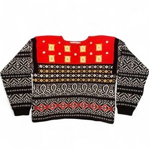 Vintage Peruvian Connection Sz Small Geometric Patterned 100% Alpaca Sweater